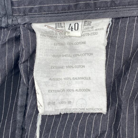 JIL SANDER Pants Womens 40 Trousers Striped Straight Leg Cropped Cotton Black - Picture 4 of 12